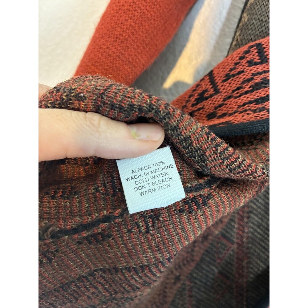 Caamano Cardigan Sweater Womens M Orange Alpaca Hand Knit Aztec Western Peru - Picture 14 of 16